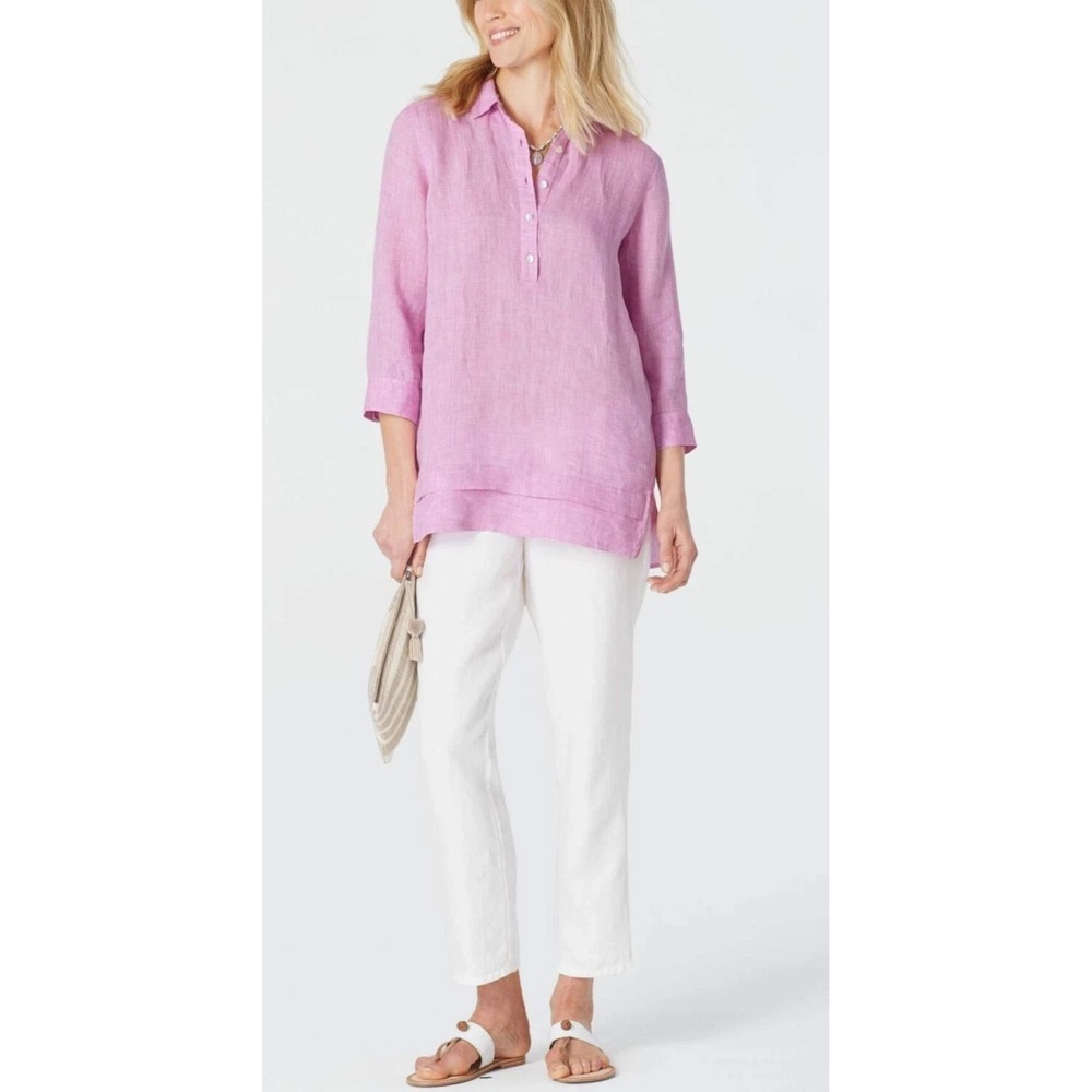 J. Jill Love Linen Tunic Top XL Tall Heathered Pink Lagonlook Coastal Resort